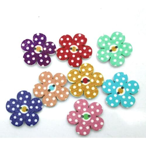 50pcs 19x19mm Mixed Flower Pattern Wooden Buttons For Clothes Crafts Sewing Decorative Needlework Scrapbooking DIY Accessories