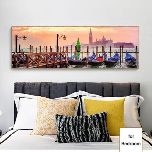 Full Square Round Diamond Painting large size 5D harbor boat Diamond Embroidery Sunset View Cross Stitch Home Decor