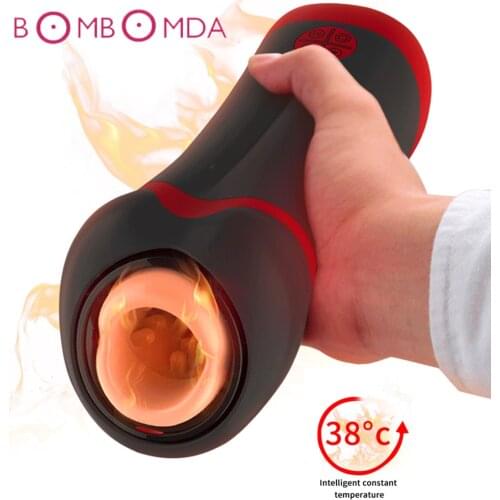 Automatic Thrusting Piston Vibrator For Men Masturbate Cup Retractable Voice Interaction Masturbator Heating Blowjob Sex Machine