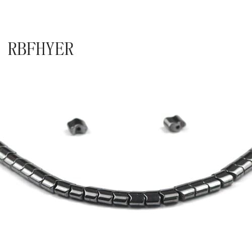 RBFHYER 5/6/8mm Natural Stone Oval Gear Hematite Beads Loose Space Beads for Jewelry Making DIY bracelets