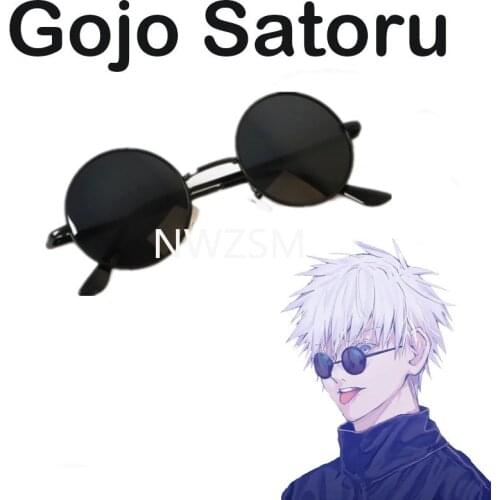 Anime Jujutsu Kaisen Gojo Satoru Cosplay Props Black Glasses Steampunk Round Frame Eyewear Sunglasses Accessories Men Women