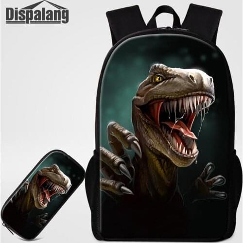 Dispalang 2pcs/Set School Backpacks for Girls Boys Dinosaur School Bag with Pencil Bag Teenagers Kids Bagpack Satchel