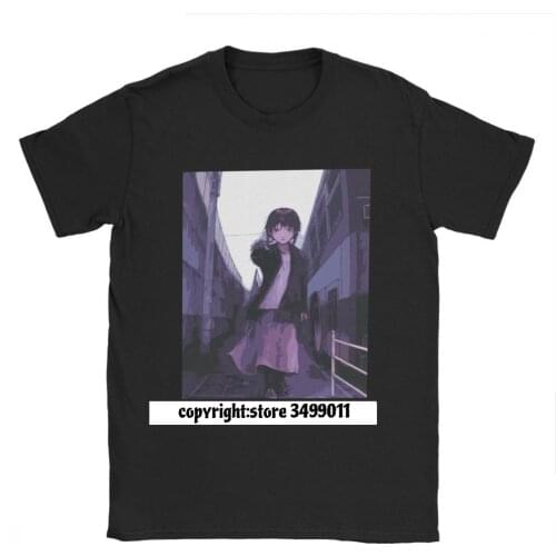 Serial Experiments Lain T-Shirt Men Cotton T Shirts Glitch Iwakura Manga Weeb Sci Fi Japanese Internet Anime Fitness Tees