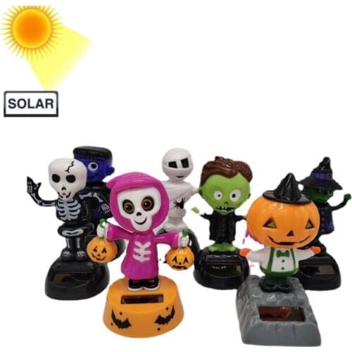 Hot Sale Halloween Ghost Car Decoration Solar Power Bobbling Dancing Toy Shaking Head Toys Car Ornaments Dashboard Decor