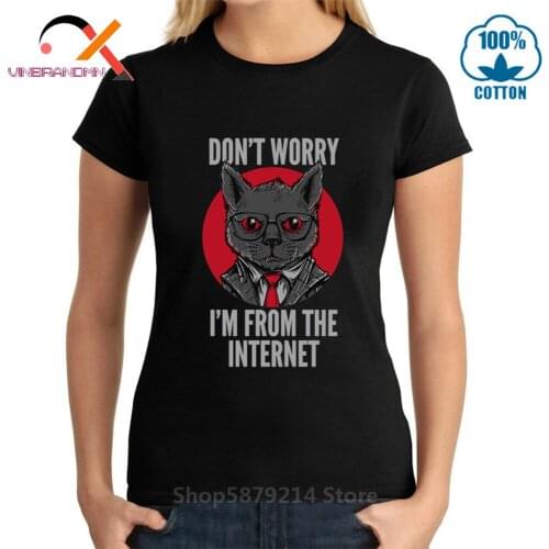 Computer Programs Cat T-Shirt Don't Worry I'm From The Internet Women Funny Hacker Cats Tshirt Purrgrammer Cat Software Clothes