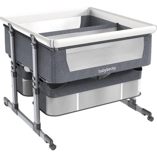 Twins Cradle Crib, Sleeper Bassinet For 2 Kids, Adjustable Height Babies Cot with Wheels & Airflow Mesh