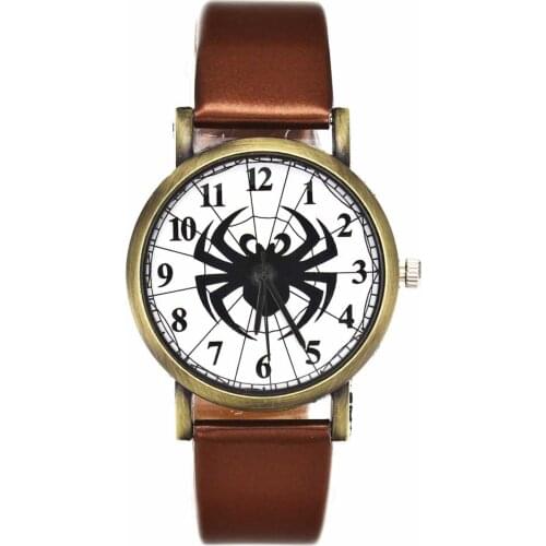 Black Spider Web Men Women Quartz Watches PU Leather Band Fashion Jewelry Unisex Wrist Watch New Arrival