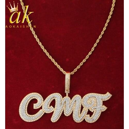 Double Color Letters Soild Custom Name Mens Hip Hop Rock Jewelry