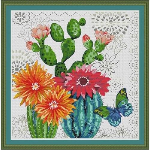 Cactus flower Patterns Counted Cross Stitch 11CT 14CT 18CT DIY Chinese Cross Stitch Kits Embroidery Needlework Sets