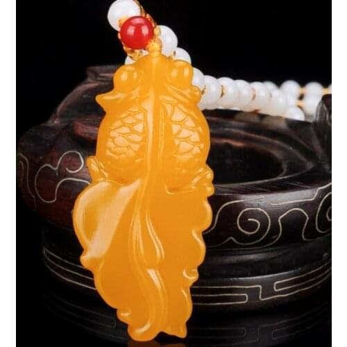 Natural huanglong yellow jade pendant hand-carved fish jade pendants brand neckalce women jadeite jade jewelry jade