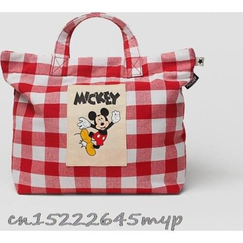 Disney New Fashion Cartoon Mickey Mouse Girls Woman Big Canvas Shoulder Bags Kids Shopping Bag For Children