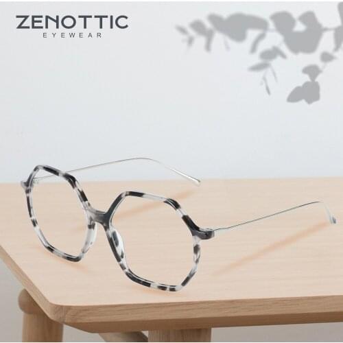 ZENOTTIC Acetate Anti Blue Light Blocking Glasses Women Oversize Hexagon Computer Eyeglasses Men Radiation Protection Eyewear