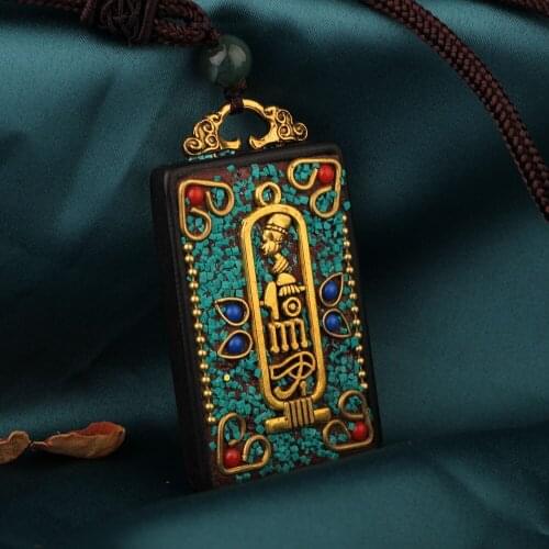 Ethnic Nepalese style necklace vintage jewelry ,Ebony thangka sweater pendants Necklace for Mens and Womens