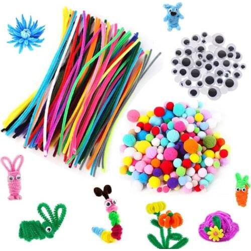 Plush Stick / Pompoms Rainbow Colors Shilly-Stick Educational DIY Toys Handmade Art Craft Creativity Devoloping Toys