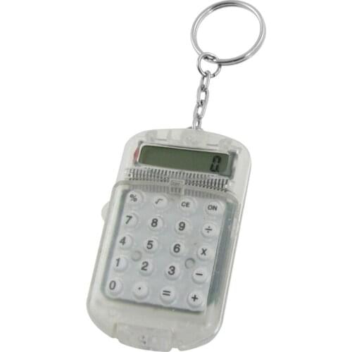 Clear Plastic Casing 8 Digits Electronic Mini Calculator w Keychain