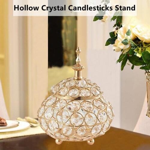 Crystal Tea Light Candle Holder Silver Gold Candlesticks Stand for Dining Table Wedding Christmas Party Events Home Decoration