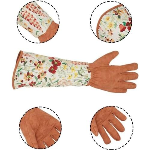 Gardening Gloves 1PC Floral Print Housework Non-Slip Cleaning Household Mitten Gardening Work Faux Leather Garden Gloves