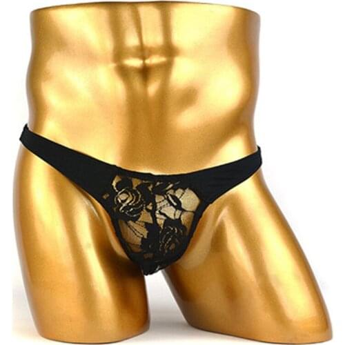 Sexy Mens lace Thongs transparent Mens man Sexy U convex penis Pouch G string Briefs Panties gay underwear erotic lingerie