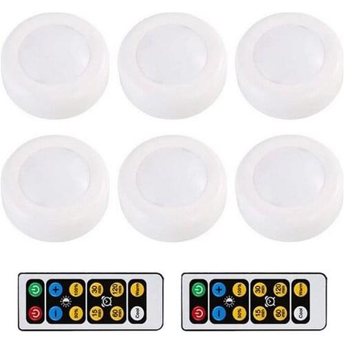LED Cabinet Light battery warm/white Puck Lights Dimmable Under Shelf Kitchen Counter Lighting remote controller night light