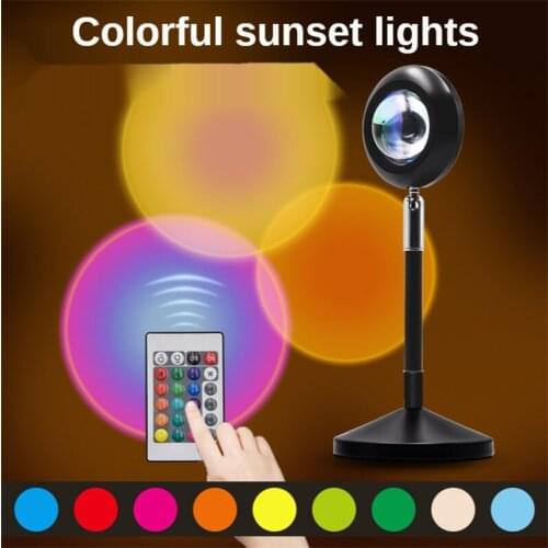 16 colors USB Sunset Lamp Sunset Projector Mood Light Living Room Bedroom Night Light Room Decor Bar Atmosphere Photography Lamp
