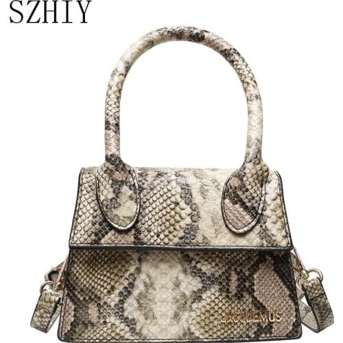 Snake Pattern Handbags Women PU Leather Sac A Main Mini Luxury Fashion Handbag Cross body Purse Shoulder Bag Clutch 2020 Girls
