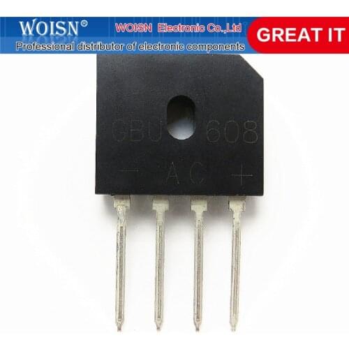 1pcs/lot GBU608 GBU 608 ZIP-4 6A 800V Bridge Rectifier In Stock