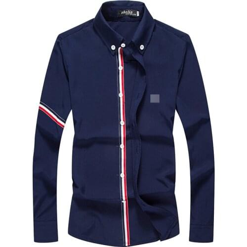 2018 Simple hit color solid color fashion mens shirt new dress shirt Slim long-sleeved casual business shirt M-XXL YUJIWE