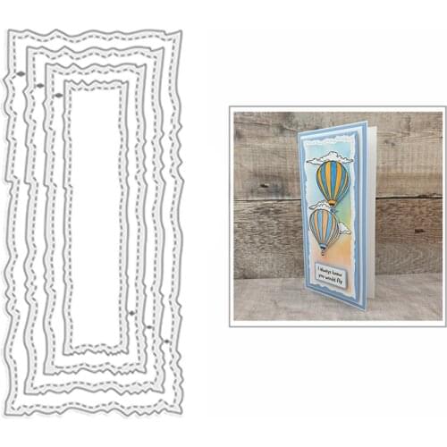 2021 New Slimline Stitched Curvy Edge Metal Cutting Dies for Scrapbooking Decor and Card Making Paper Craft Embossing No Stamps