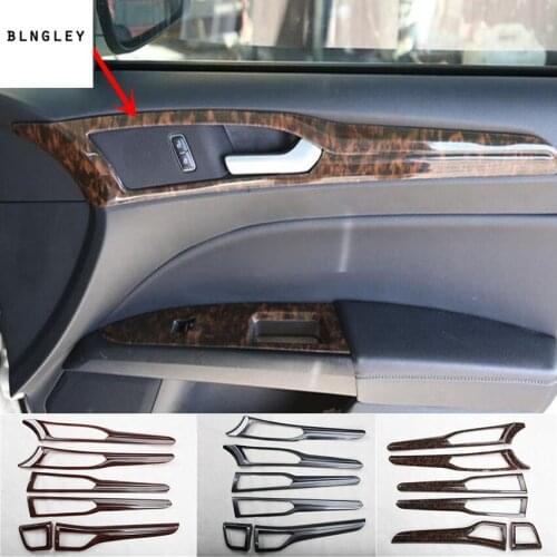 6pcs/lot ABS carbon fiber grain or wooden grain door shake handshandle and both sides outlet cover for 2017-2018 Ford Mondeo
