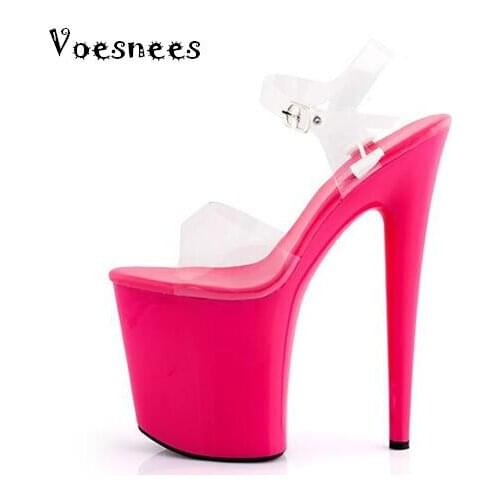 Sandals women Platform Multicolor European and American shoe sexy nightclubs T stage shows ultra high heels 20cm Plus-size 35-42