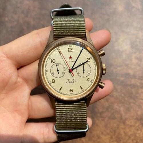 Military Watch ST1901 Movement Sapphire Mirror Bronze Case 1963 Watches Pilot Tough Guy Air Force Chronograph Sports Men Watches