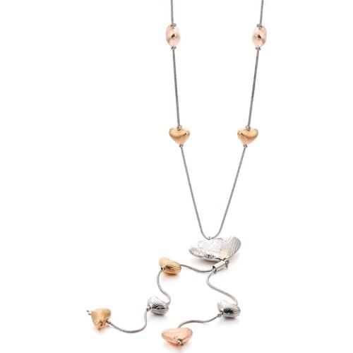 Long Necklace For Women Sweater Chain Accessories Gold Silvery Love Beads Statement Necklaces Bohemian Jewellery 2020