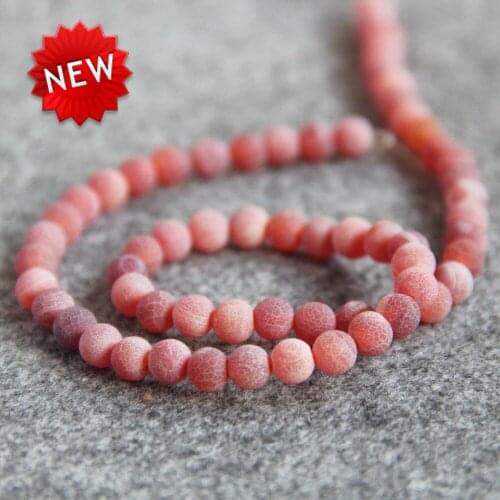 For Necklace&Bracelet 6mm Stripe Red Natural Frosted Onyx Beads Round DIY Carnelian Loose Accessory Parts 15inch Jewelry Making