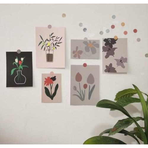 Ins Hand-painted Vase Tulip Decorative Card Morandi Color Postcard DIY Collocation Wall Sticker Small Poster Gift Greeting Cards