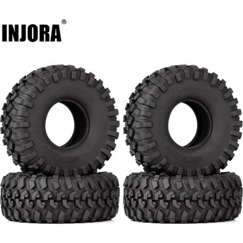 INJORA 4PCS Rubber 1.9 Wheel Tires 116*42MM for 1:10 RC Crawler Car Axial SCX10 90046 AXI03007 Traxxas TRX4