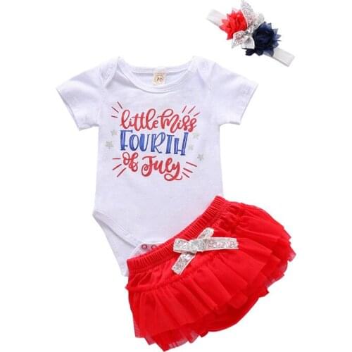 0-18M Newborn Baby Girls 3pcs Set Fresh Letter Short Sleeve Jumpsuit Mesh Yarn Shorts Pants With Headband Newborn Clothes Set