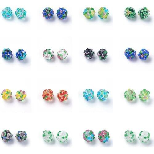 15MM Handmade Round Flower Petals Lampwork Beads Encased Floral Loose Bead For Bracelet DIY Craft Jewelry Making Findings