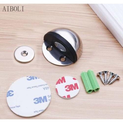 Stainless Steel Magnetic Black Dual Catch No Punching White Door Stopper Wall Door Bumper Wedge Stopper Wall
