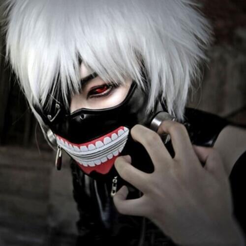 Mask for Face Fashion Adult Cosplay Tokyo Ghoul 2 Kaneki Ken Mask Adjustable PU Leather Cool Mask Blinder Anime Cosplay Headwear