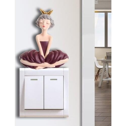 Cute Youth Girl 3D Stickers Socket Decoration Paste Resin Home Switch Cover Paste Decoration Simple Wall Paste Stickers