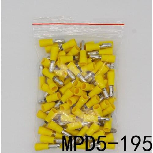 MPD5.5-195 MPD5-195 100PCS Bullet Shaped male Insulating Joint Wire Connector Electrical Crimp Terminal AWG12-10 MPD