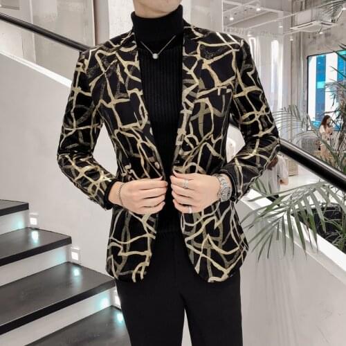 Digital Gilding Mens Suit Long Sleeve Stage Performance Clothes 2021 Fashion Show Jacket Blazer Jacket Party Two Button Coat