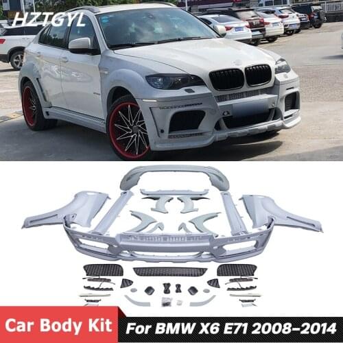 HM Wide Style PP Unpainted Car Body Kit Front And Rear Bumper Fender Side Skirts For BMW X6 E71 Tuning 2008-2014
