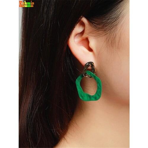 Kshmir 2021 New style contracted female earring metal irregular splicing earring Earring web celebrity jewelry gift