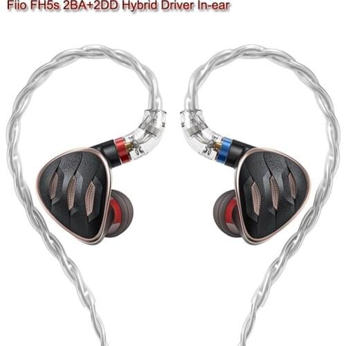 Fiio FH5s 2BA+2DD Hybrid Driver In-ear Monitor Earphone Earbuds with 2.5/3.5/4.4mm Plug MMCX Detachable Cable 3 Tuning Switches