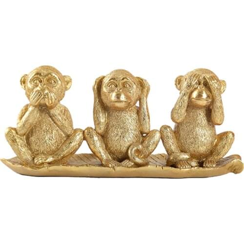 Nordic Resin Golden Monkey Statue Home Decor Animal Miniature Figurines Corridor Garden Decorative Sculpture Modern Art Ornament