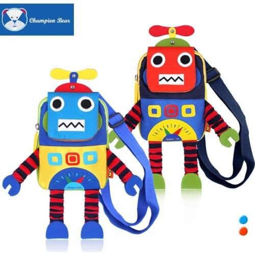 New Toddler Kid Anti Lost Messenger Bag Baby Boy Cotton Cartoon Machine Robot Toys Preschool Bag Rucksack Infant Children Bag