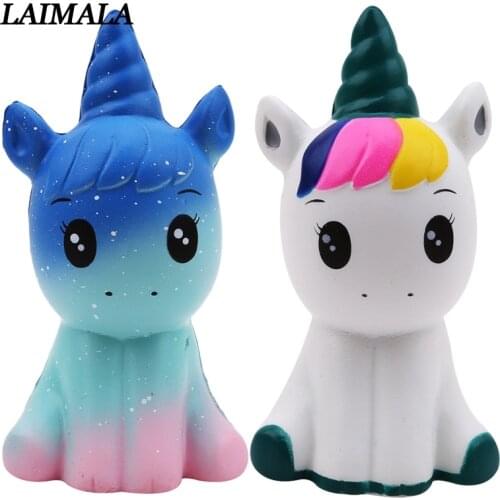 2018 New Jumbo Kawaii Cute Rainbow Unicorn/Horse Squeeze Super Slow Rising Phone Strap Pendant Cream Scented Bread Cake Kid Toys
