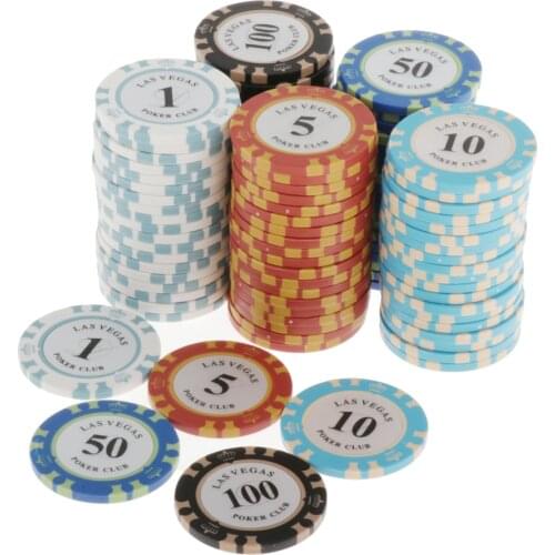 100x Poker Chips Plastic Counter Game Chips Game Tokens Counting Chips Made of Plastic Perfect for Playing, Learning