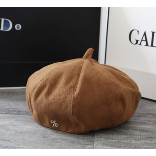 Canvas Simple Women Autumn Winter Beret Fashion Fall Letter Black White Octagonal Hat